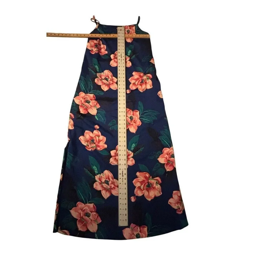 Banana Republic Navy Floral Maxi Dress Spaghetti Strap Size Large